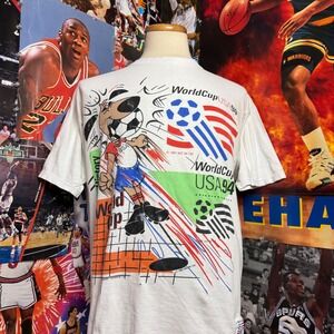 Vintage 1994 World Cup USA Striker MJT Magic Johnson Tees AOP Soccer Shirt Sz XL